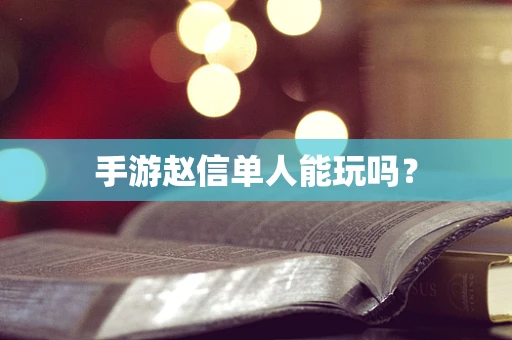 手游赵信单人能玩吗？